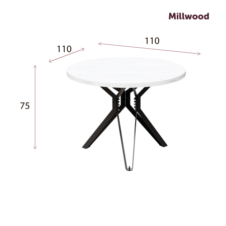 Стол Ванкувер (D1100) 18мм, ЛДСП Бетон / Металлокаркас Черный